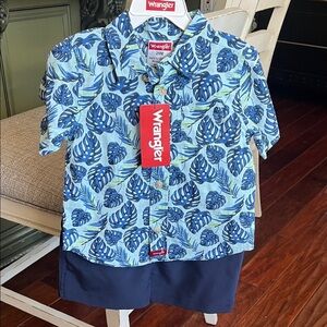 Wrangler Kids Tropical Blue Shirt and Shorts Set